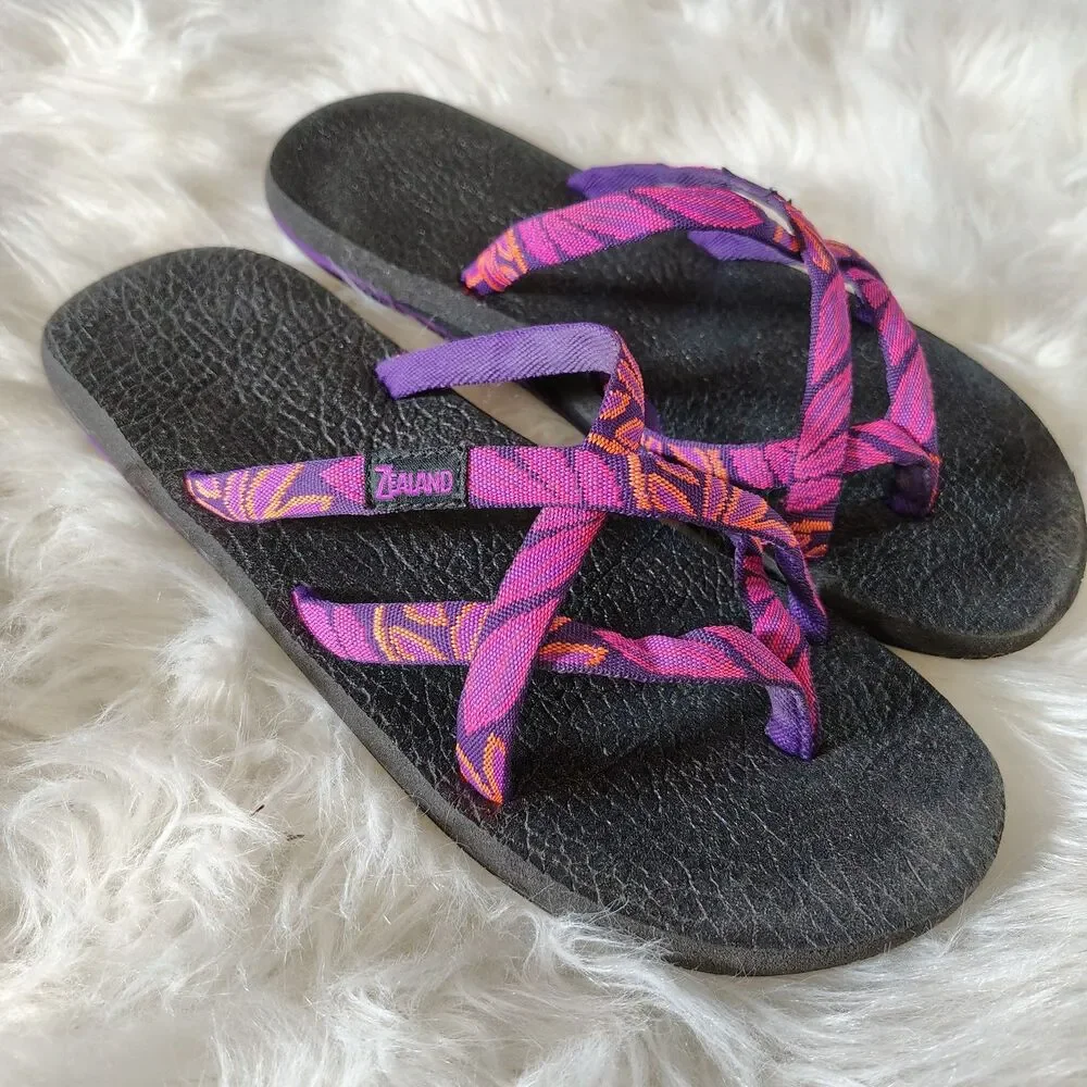 VTG Zealand Olowhau Purple Pink Flip Flop Sandal Wmns 8-8.5